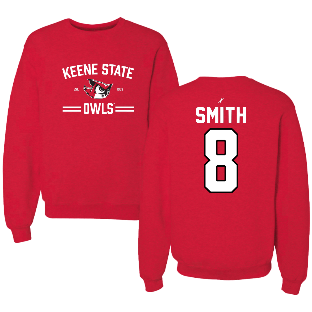 Keene State College Lacrosse Red General Crewneck - #8 Cameron Smith