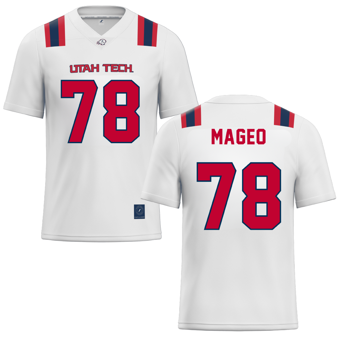 Utah Tech University White Football Jersey - #78 Rambo Mageo