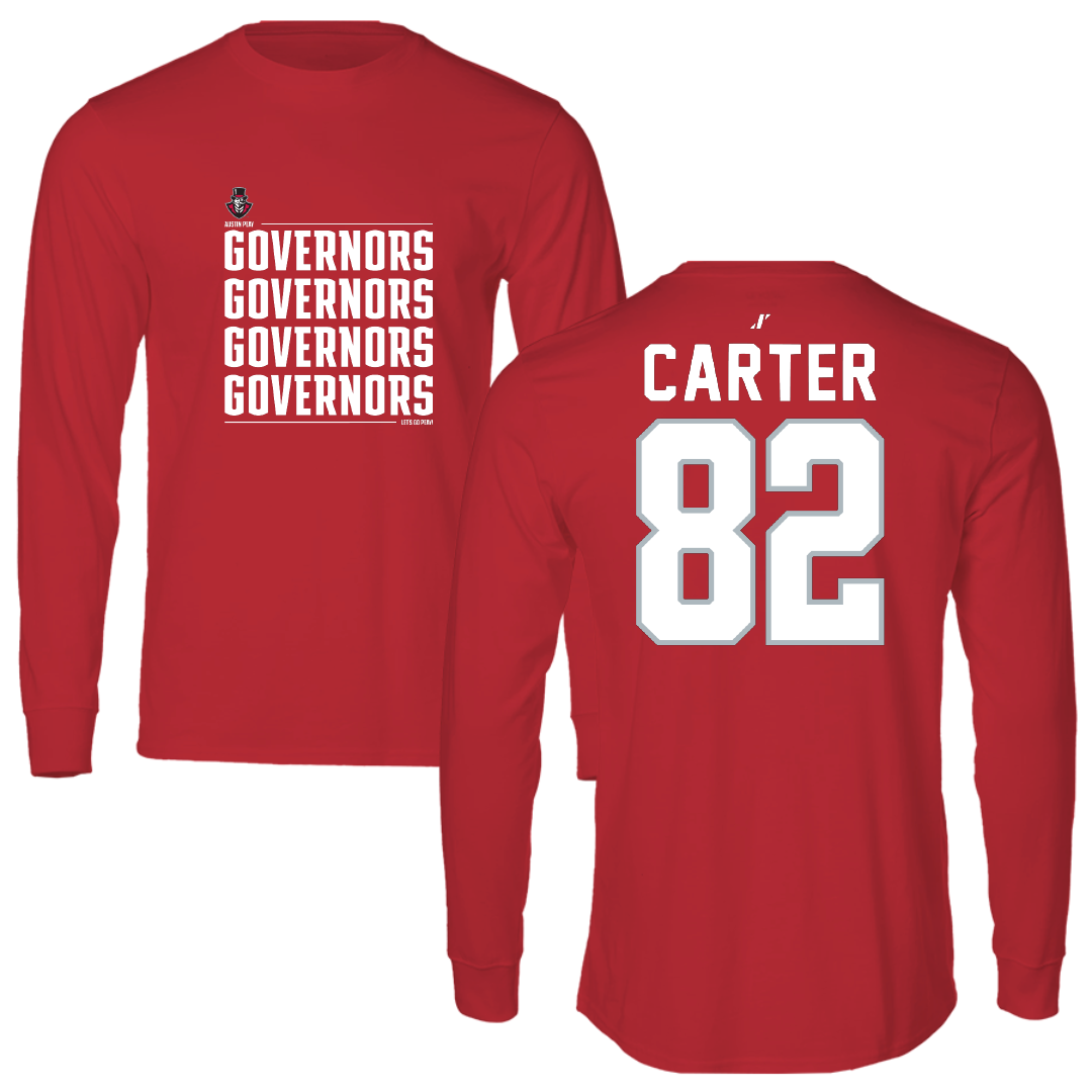 Austin Peay State University Football Red General Long Sleeve - #82 DJ Carter
