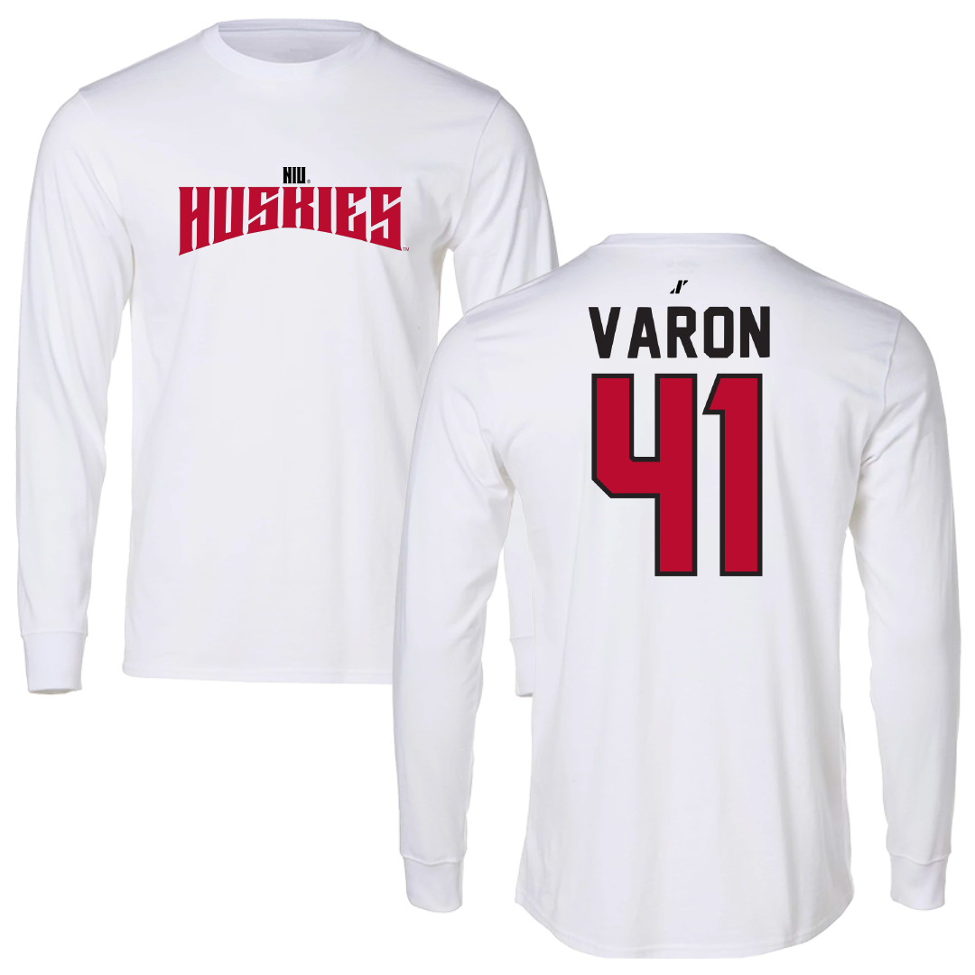 Northern Illinois University Baseball White Classic Long Sleeve - #41 Nick Varon