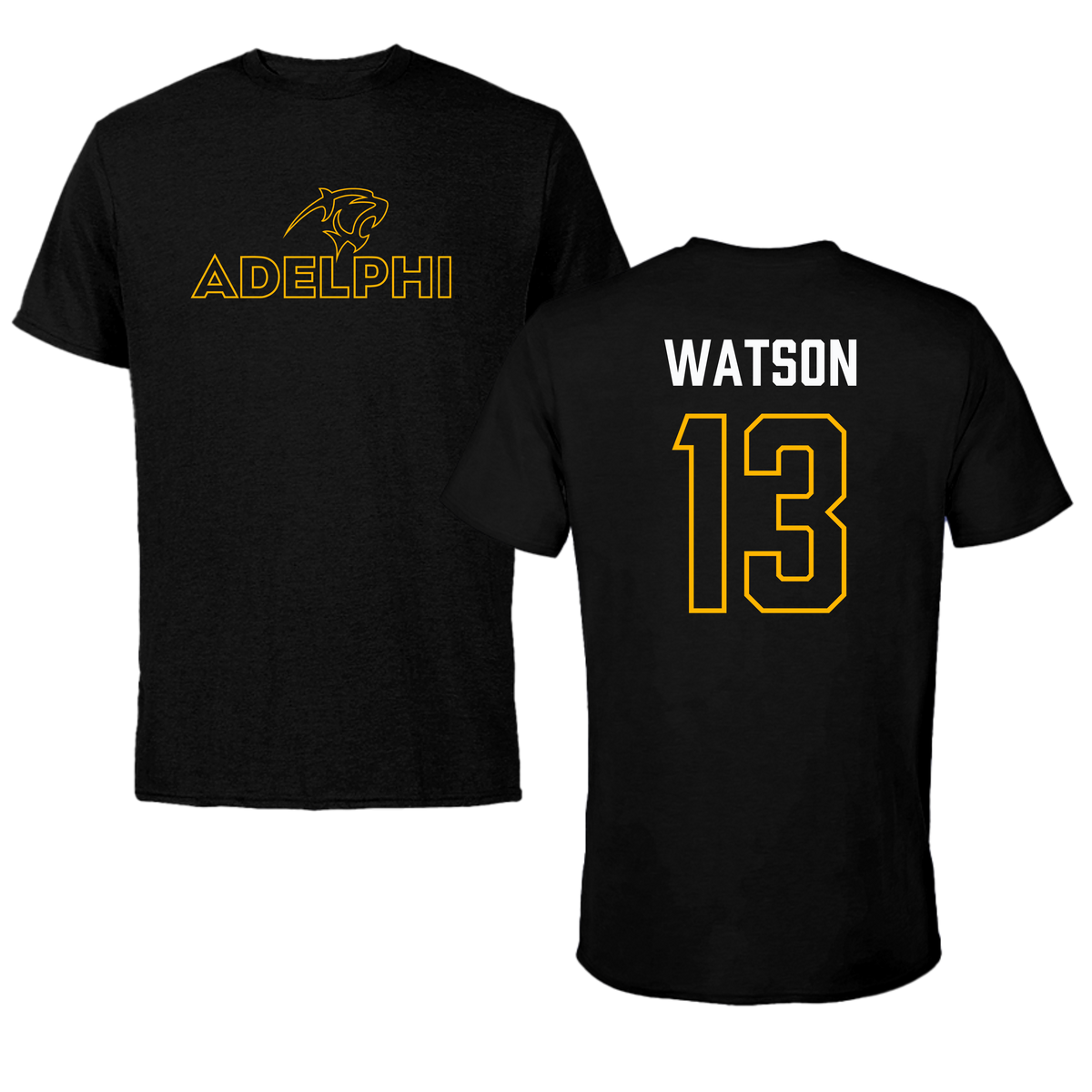Adelphi University Soccer Black Tee - #13 Andrew Watson