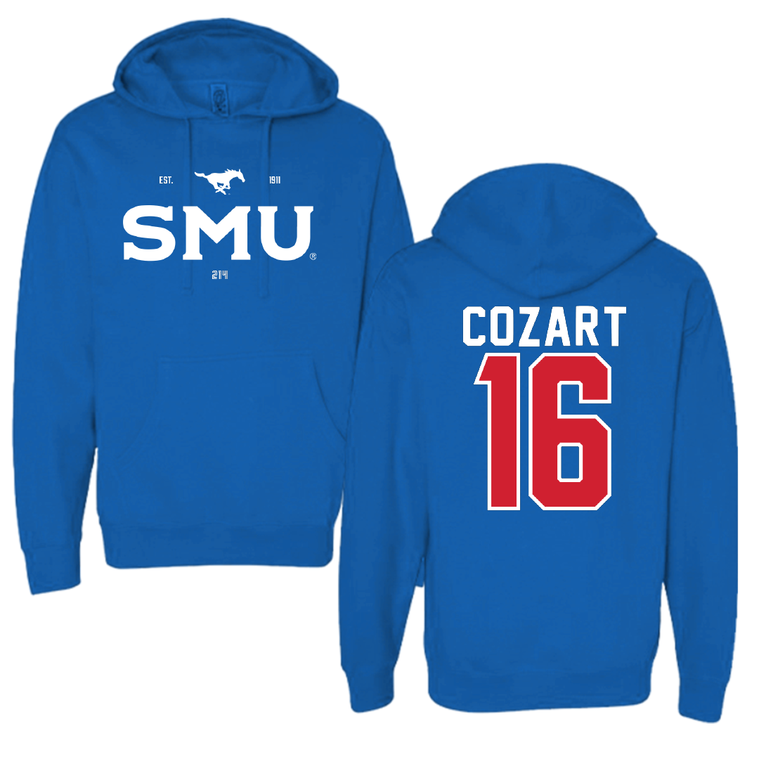 Southern Methodist University Football Blue General Hoodie - #16 Ashton Cozart