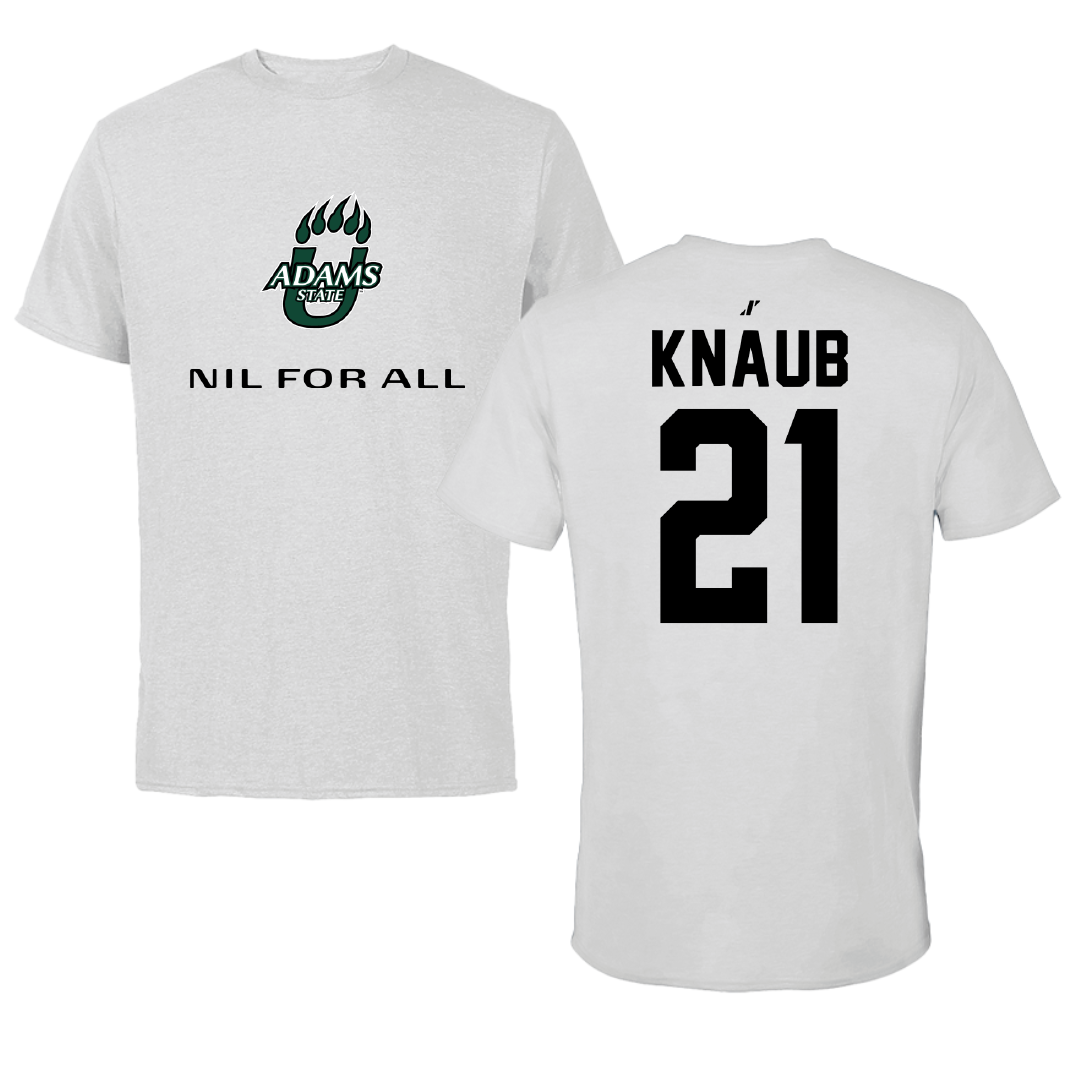 Adams State University Basketball Light Gray NIL for ALL Tee - #21 Michael Knaub