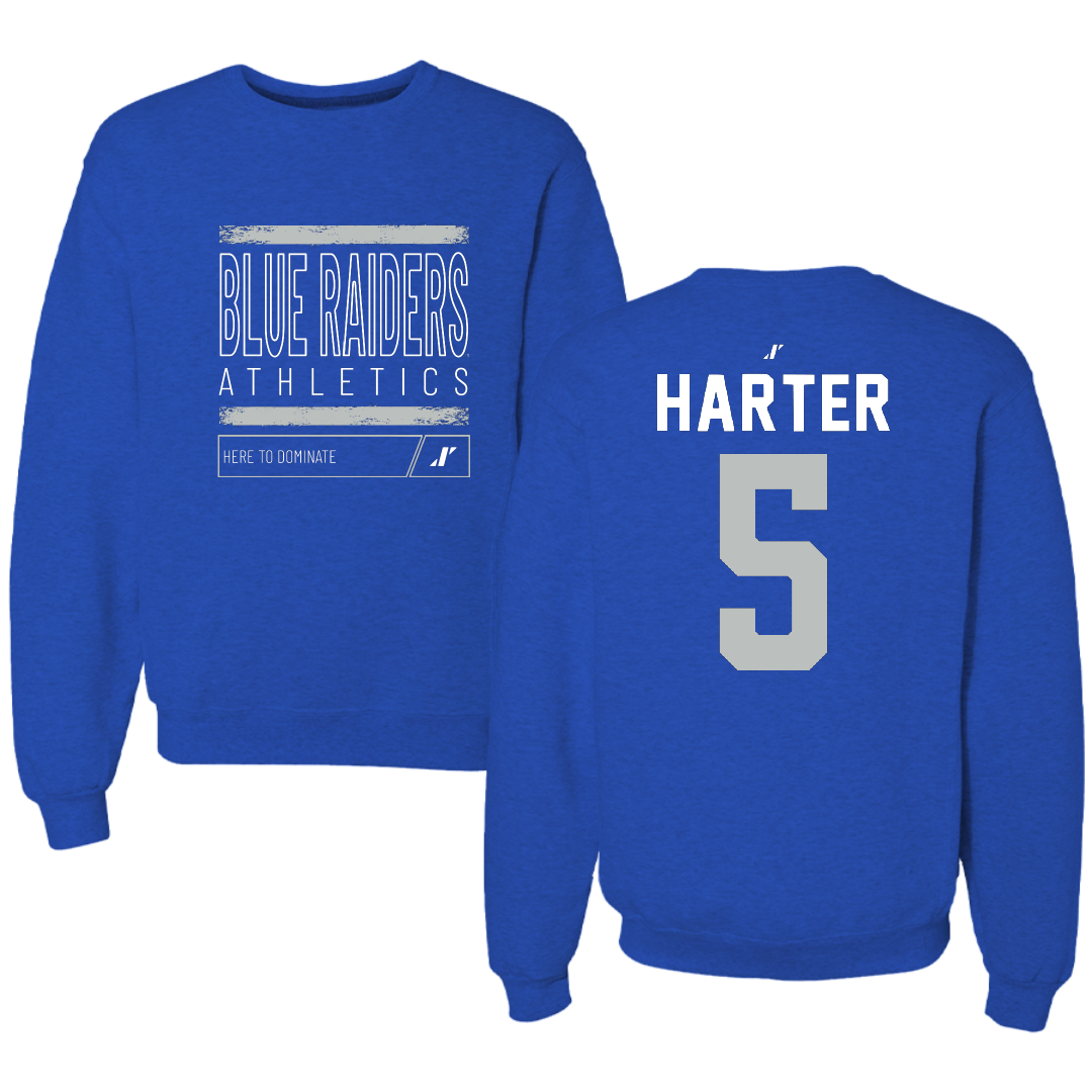 Middle Tennessee State University Softball Blue Dominate Crewneck - #5 Macie Harter