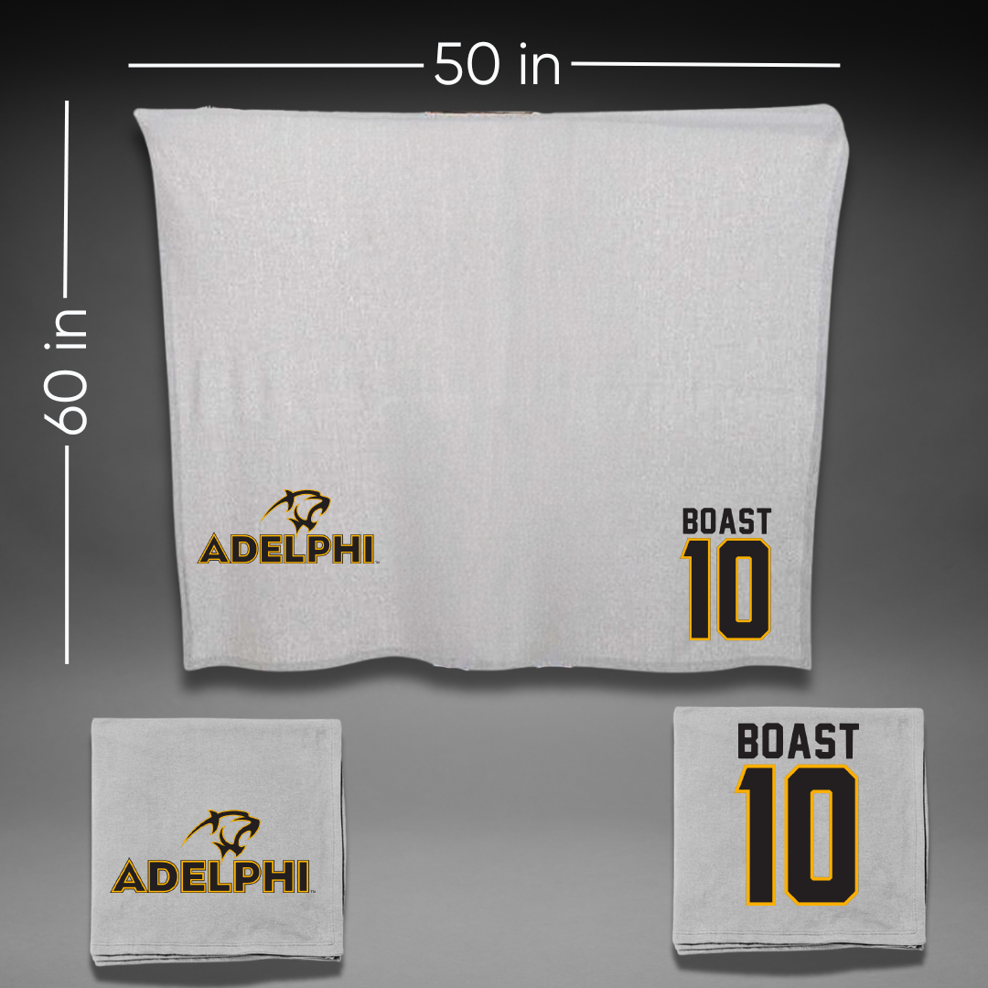 Adelphi University Soccer Gray Blanket - #10 Luca Boast