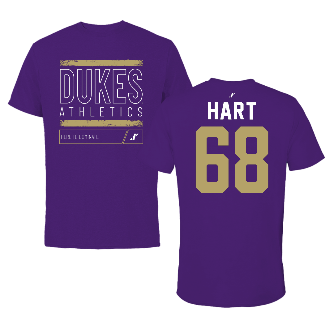 James Madison University Football Purple Dominate Tee - #68 Griffin Hart