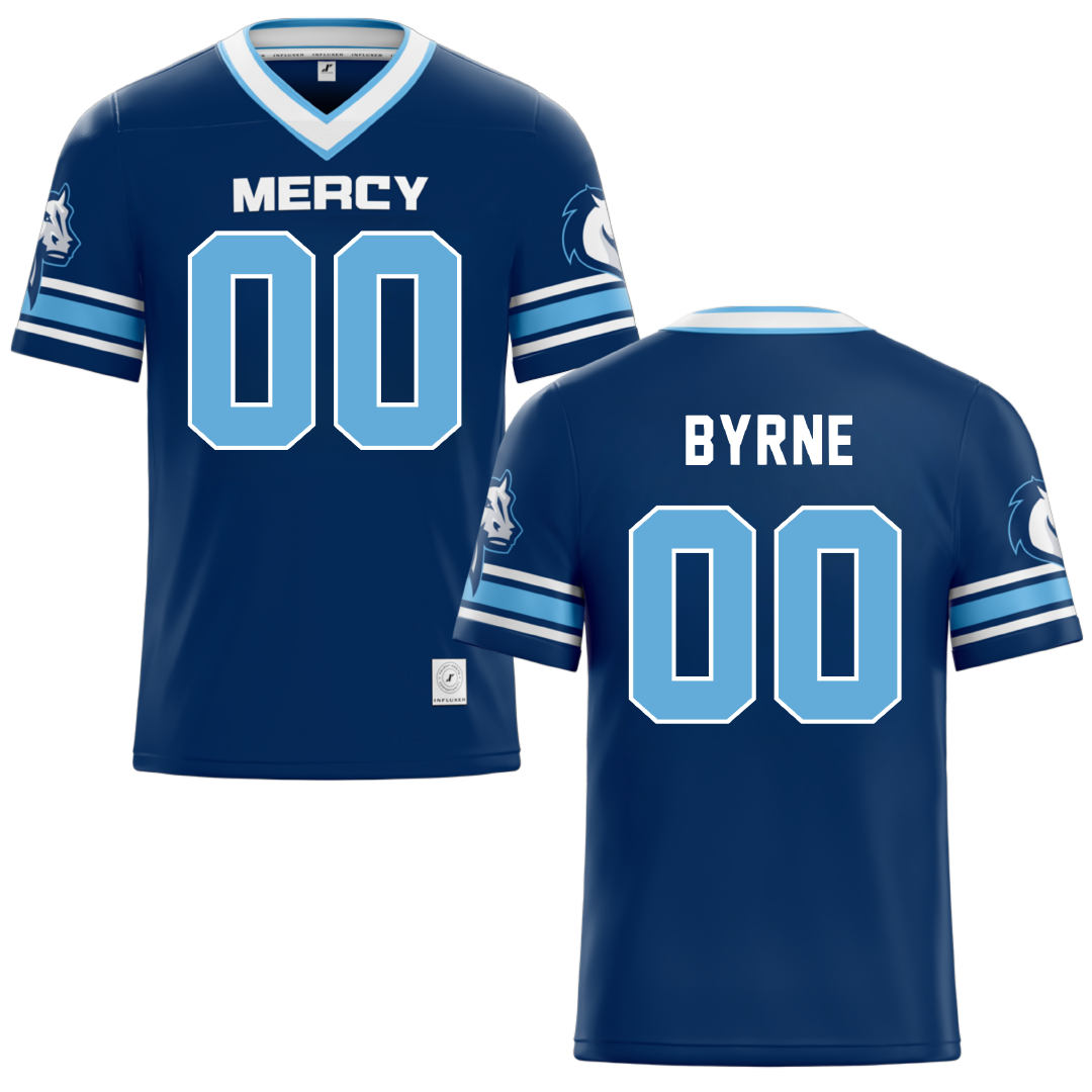 Mercy University Blue Lacrosse Jersey - #00 Liz Byrne