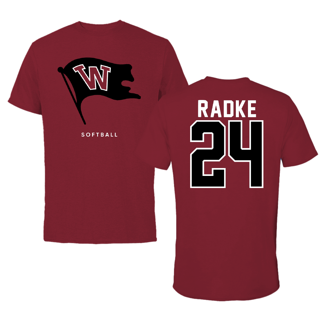 Whitworth University Softball Cardinal Tee - #24 Jenna Radke