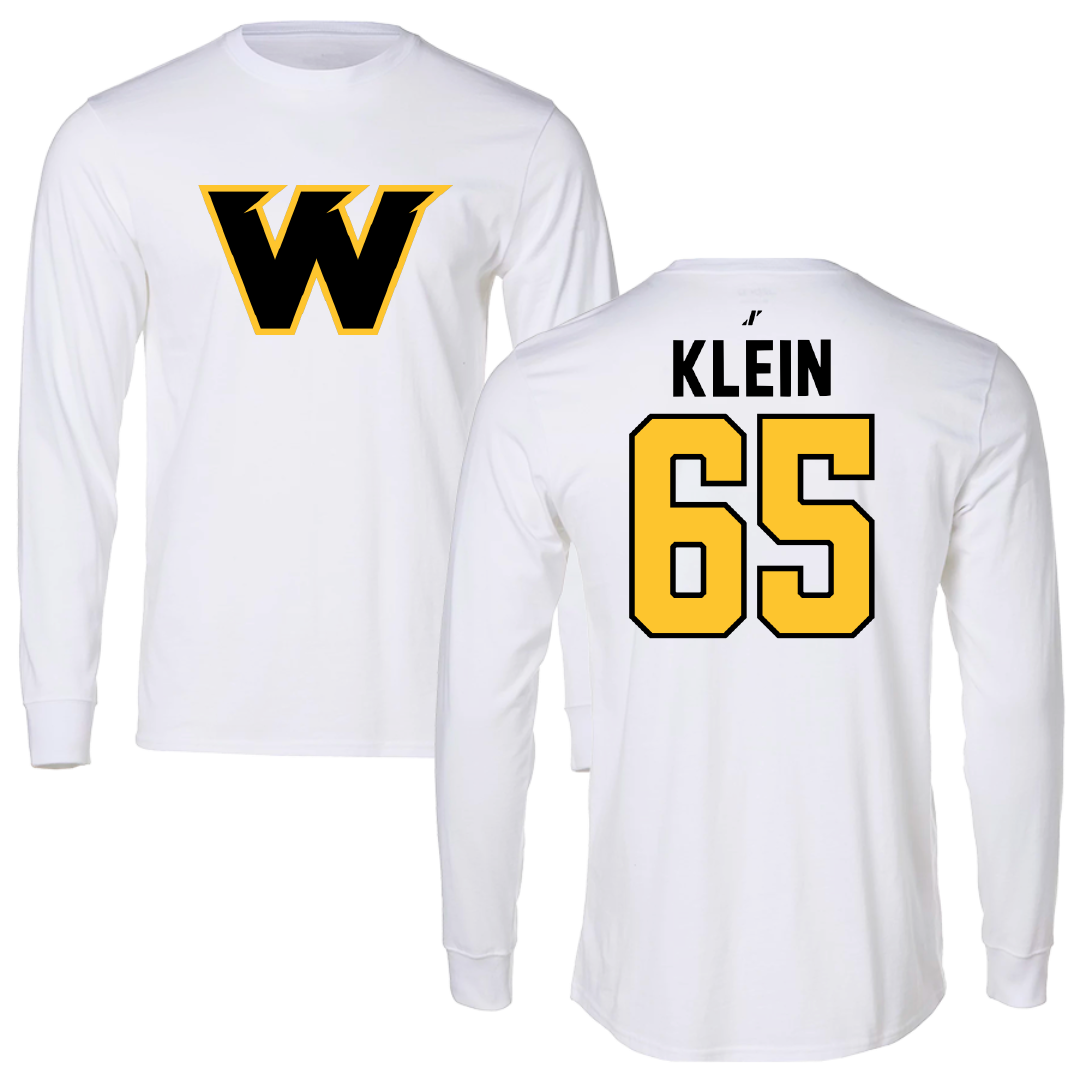 Wayne State College (Nebraska) Football White Long Sleeve - #65 Caleb Klein