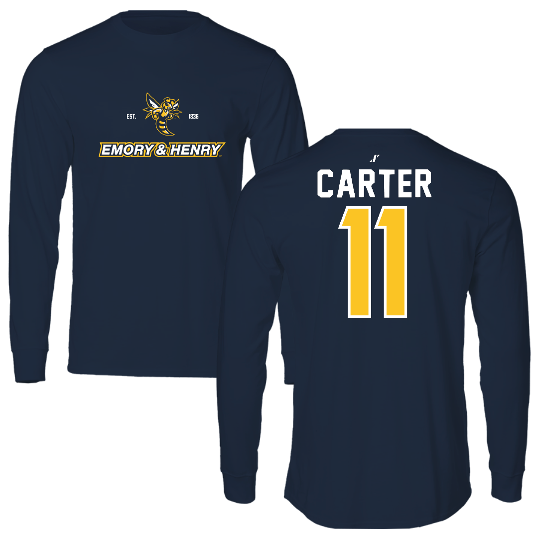 Emory & Henry College Lacrosse Navy General Long Sleeve - #11 Gabe Carter