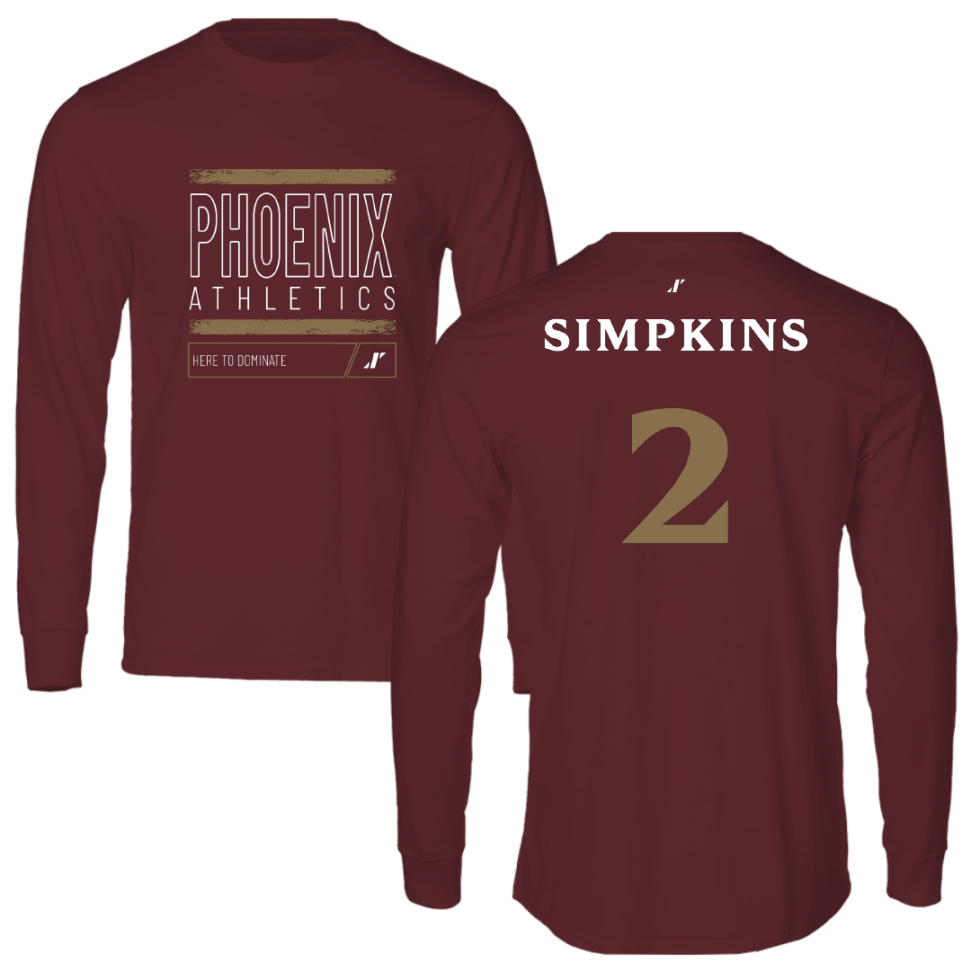 Elon University Basketball Maroon Dominate Long Sleeve - #2 Tajuan Simpkins