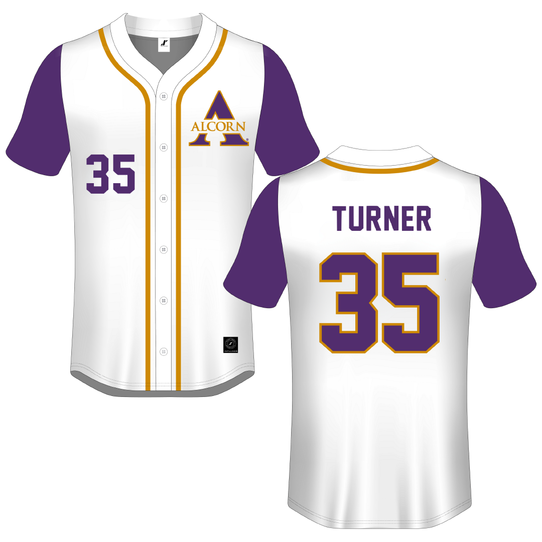 Alcorn State University White Button-Down Jersey - #35 Alexandria Turner