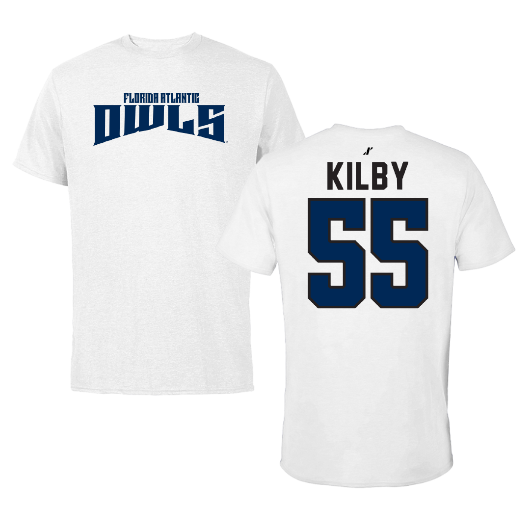 Florida Atlantic University Baseball White Classic Tee - #55 Zach Kilby