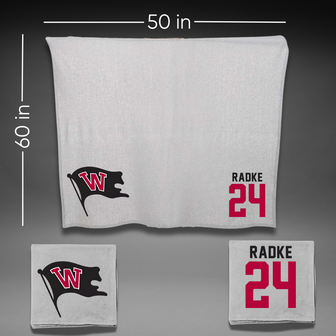 Whitworth University Softball Gray Blanket - #24 Jenna Radke