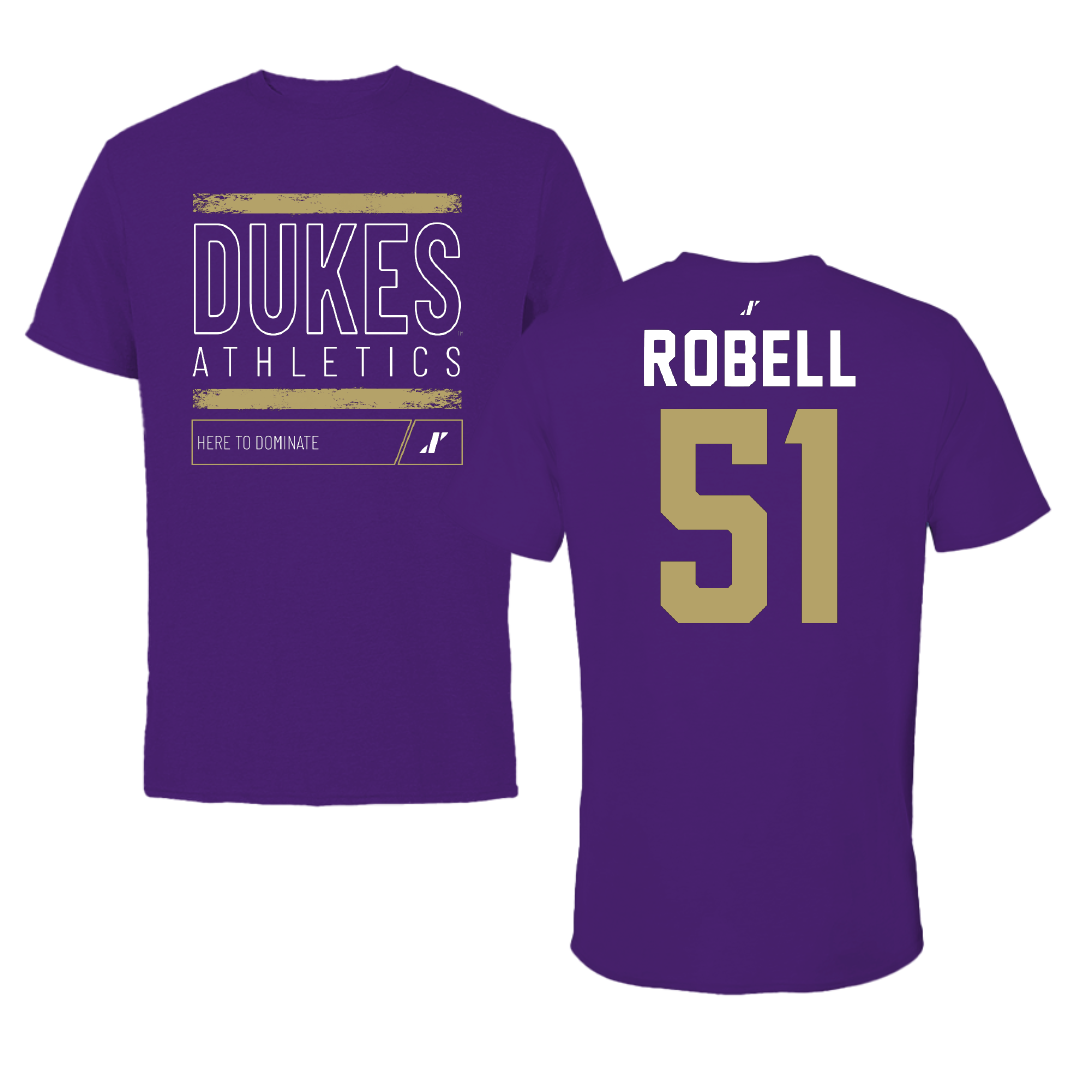 James Madison University Football Purple Dominate Tee - #51 Riley Robell