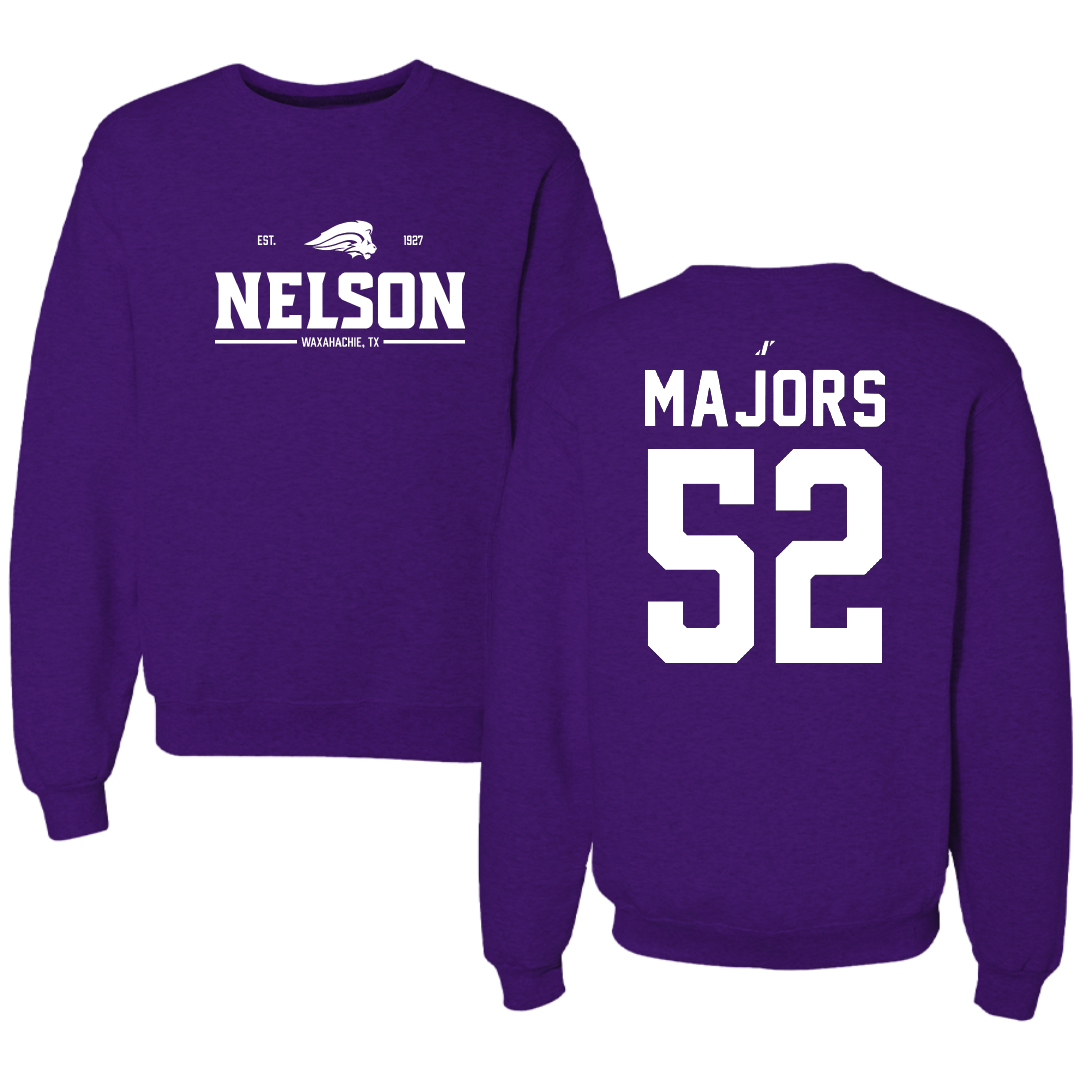 Nelson University Baseball Purple General Crewneck - #52 Keydren Majors