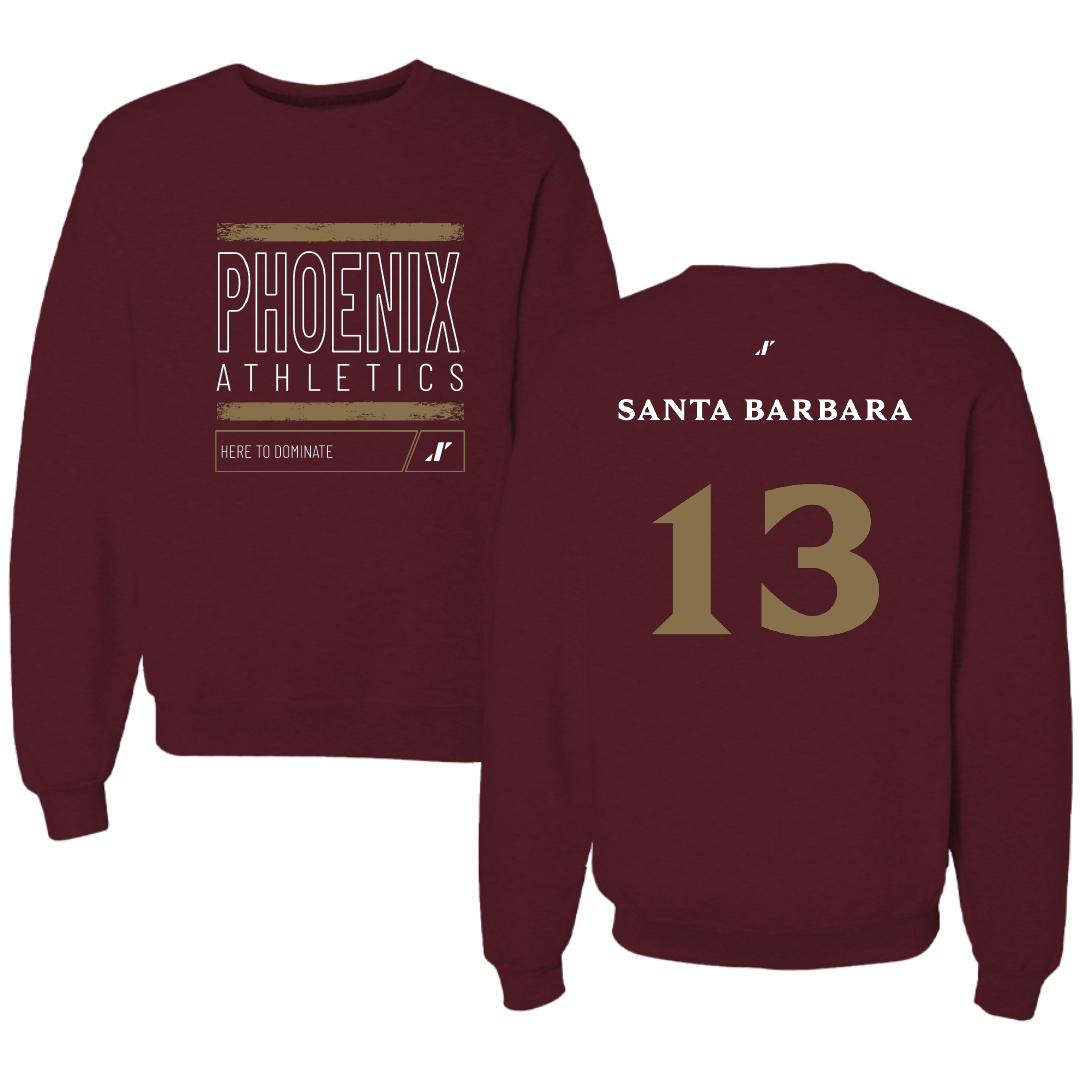 Elon University Lacrosse Maroon Dominate Crewneck - #13 MJ Santa Barbara