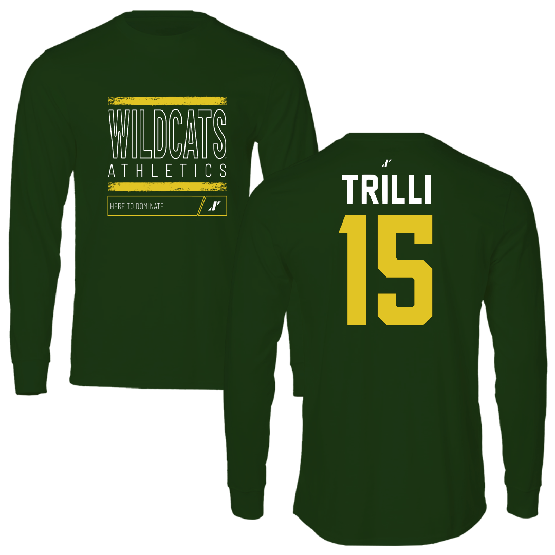 Northern Michigan University Basketball Forest Green Dominate Long Sleeve - #15 Brandon Trilli