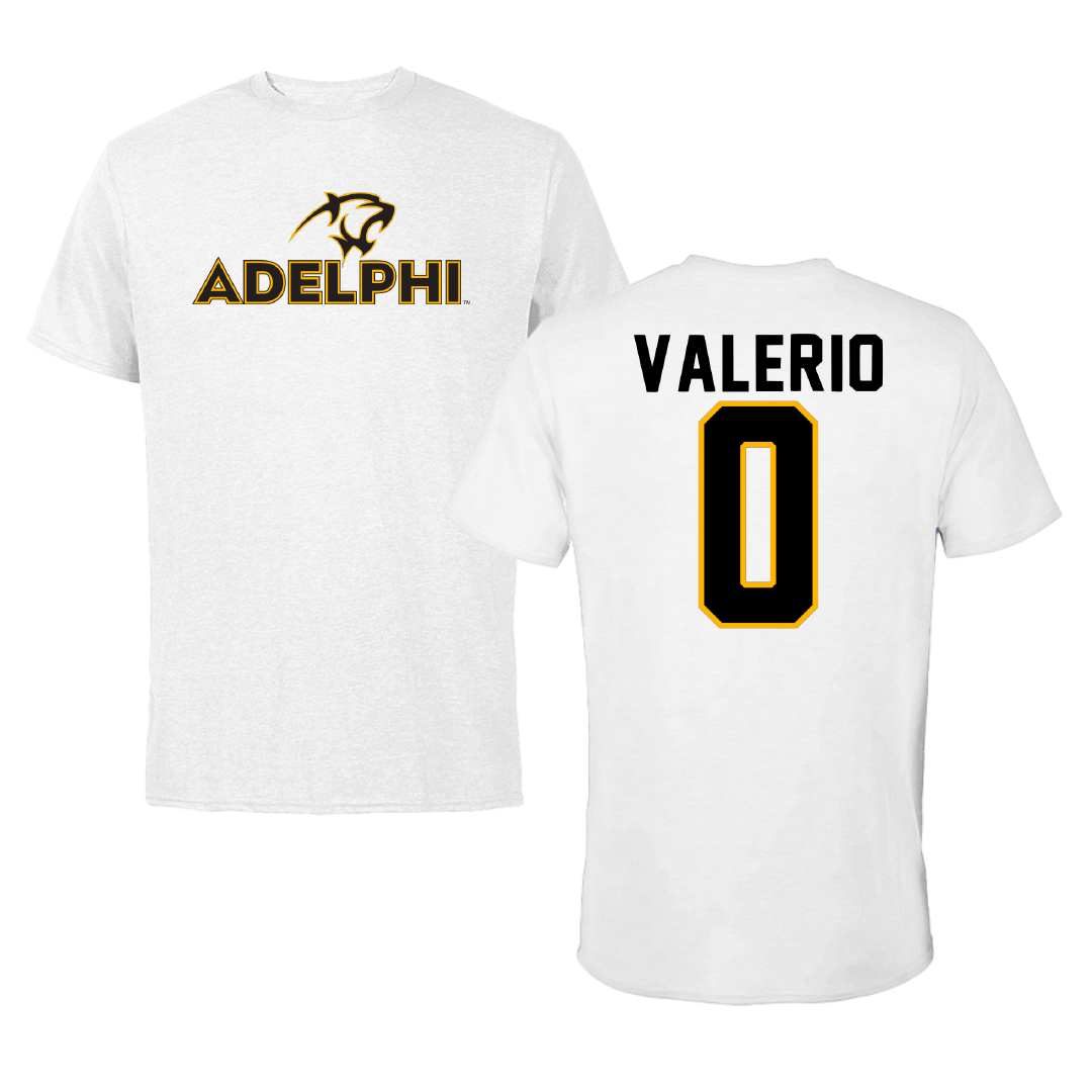 Adelphi University Lacrosse White Tee - #0 Ajani Valerio