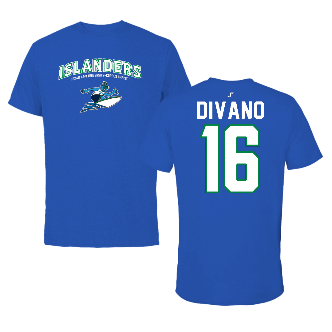 Texas A&M University-Corpus Christi Soccer Blue General Tee - #16 Ali Divano