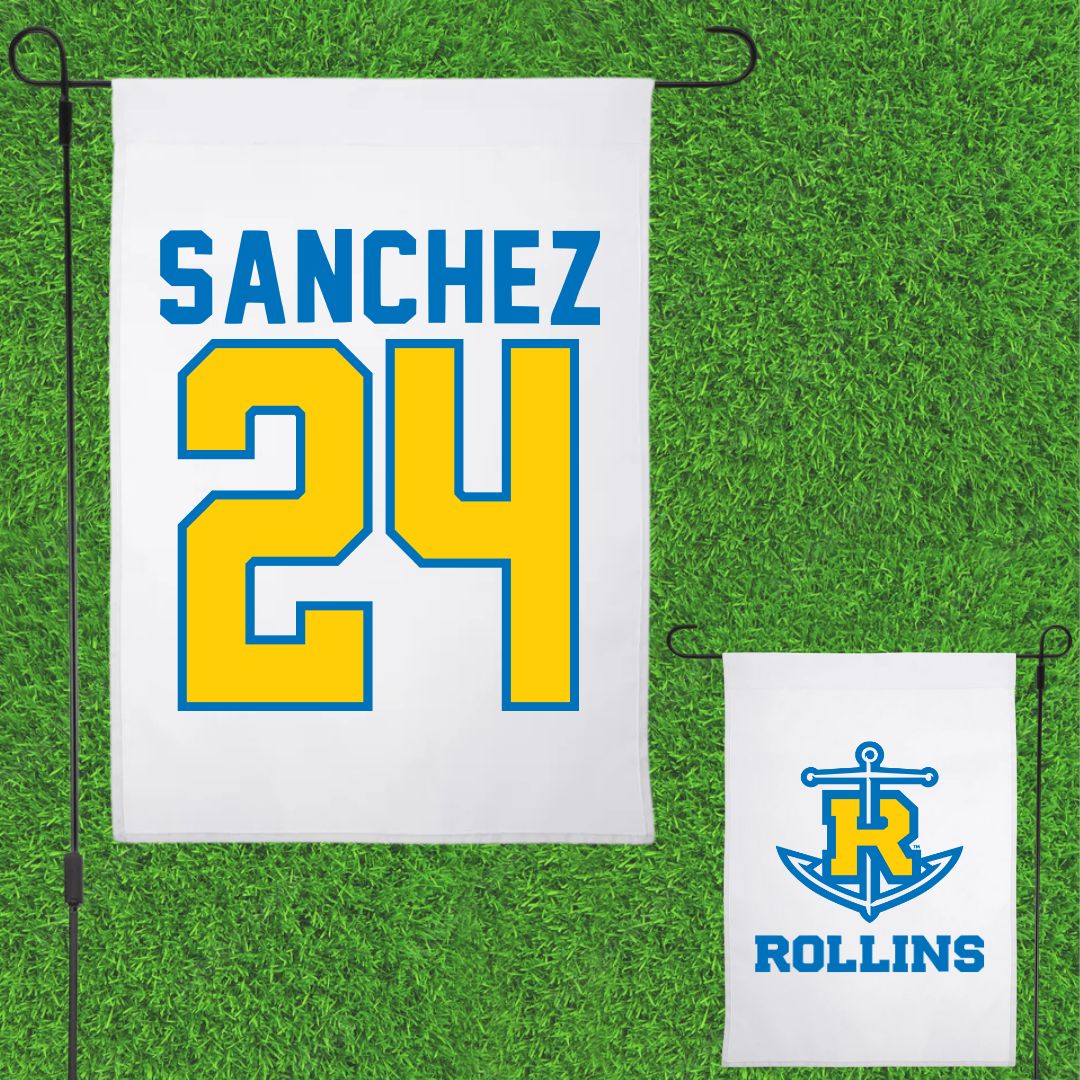 Rollins College Baseball White Garden Flag - #24 Jordan Sanchez
