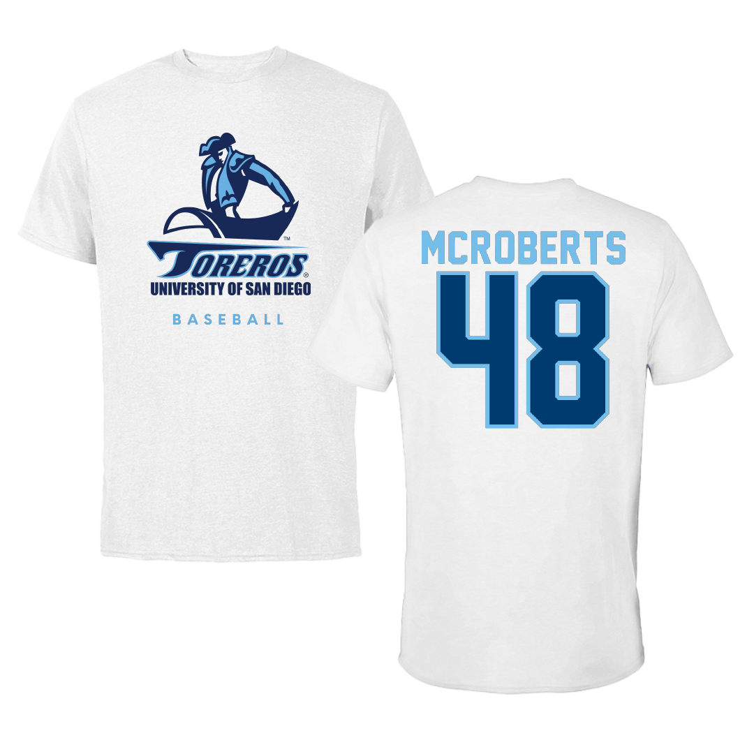University of San Diego Baseball White Tee - #48 Chaz McRoberts