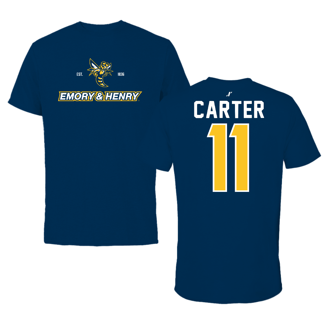 Emory & Henry College Lacrosse Navy General Tee - #11 Gabe Carter