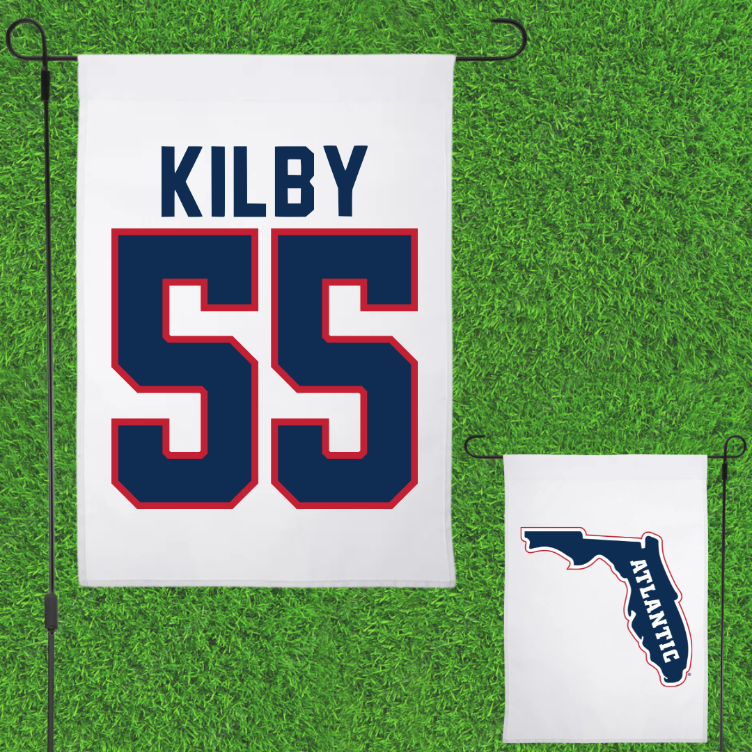 Florida Atlantic University Baseball White Garden Flag - #55 Zach Kilby