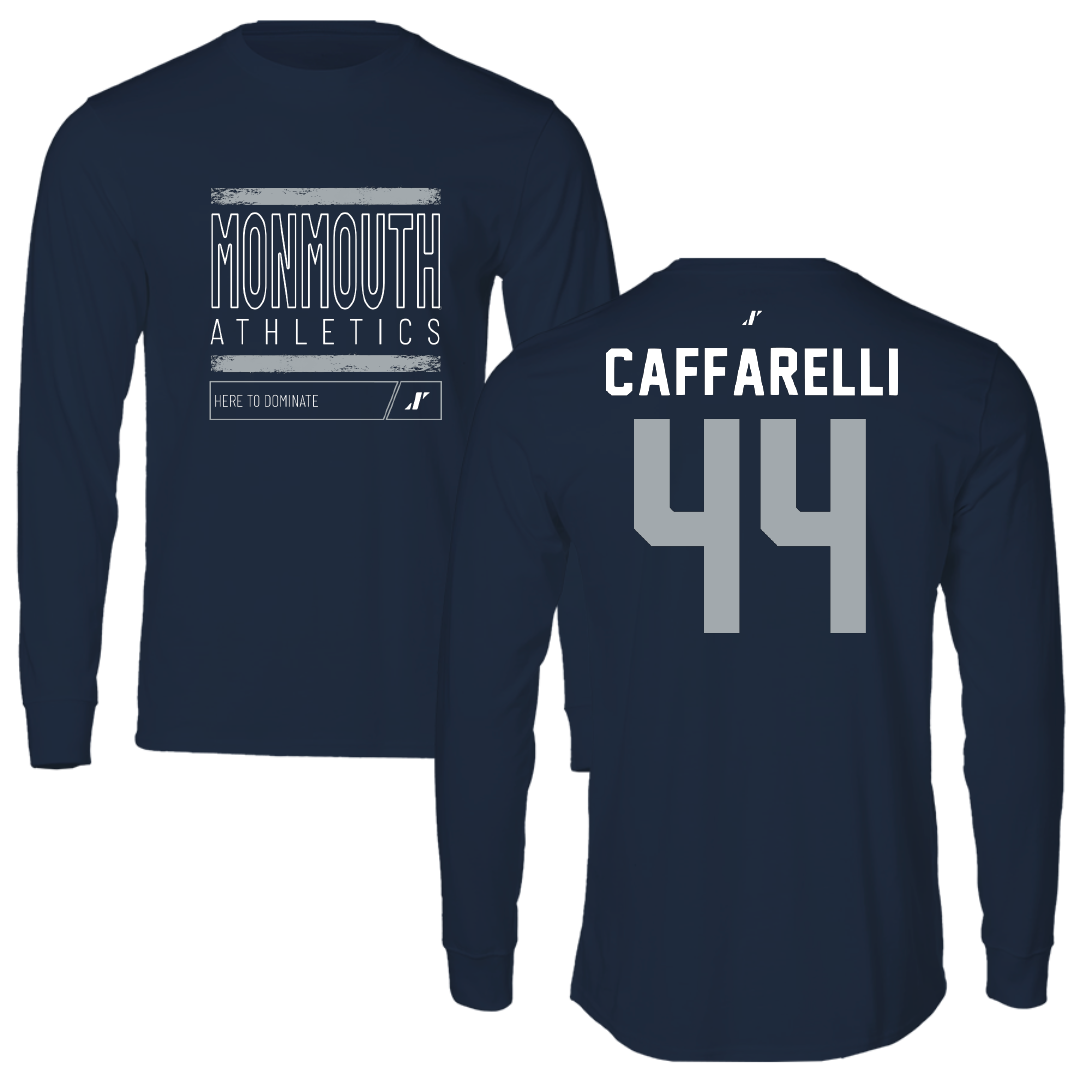 Monmouth University Lacrosse Navy Dominate Long Sleeve - #44 Ty Caffarelli