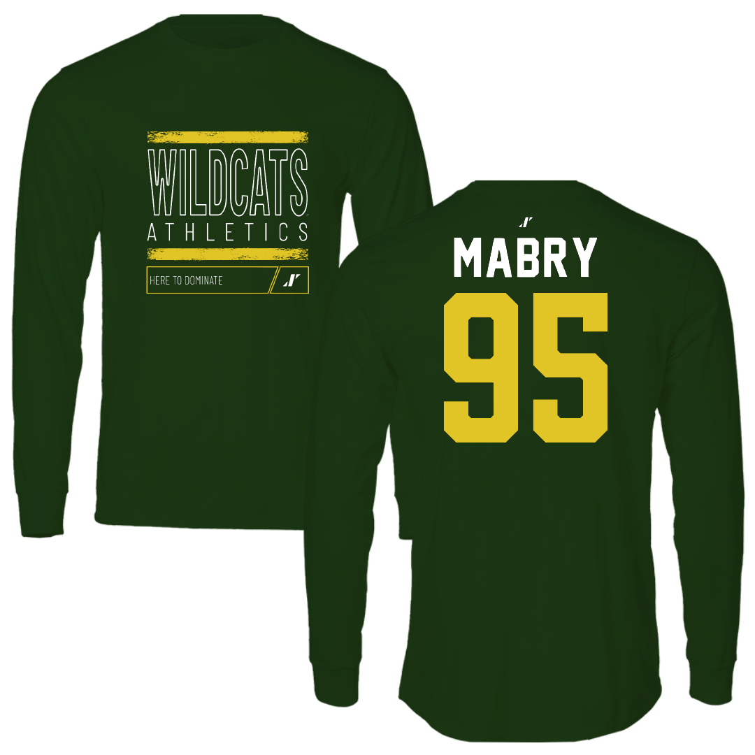 Northern Michigan University Football Forest Green Dominate Long Sleeve - #95 Jhermari Mabry