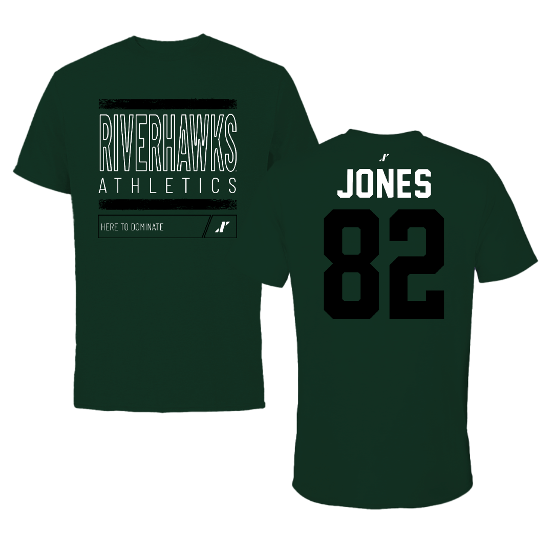 Northeastern State University Football Forest Green Dominate Tee - #82 Deven Jones