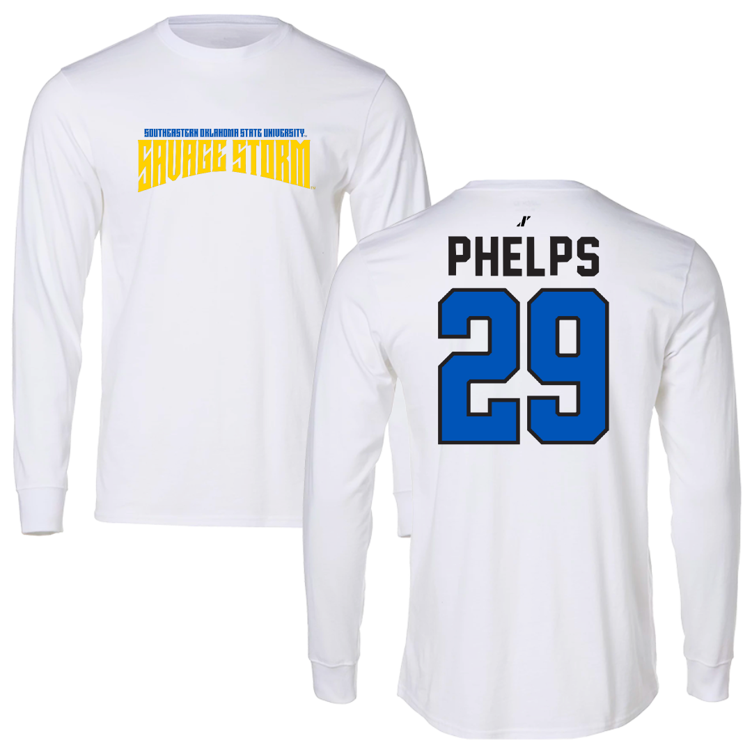 Southeastern Oklahoma State University Baseball White Classic Long Sleeve - #29 Brayden Phelps