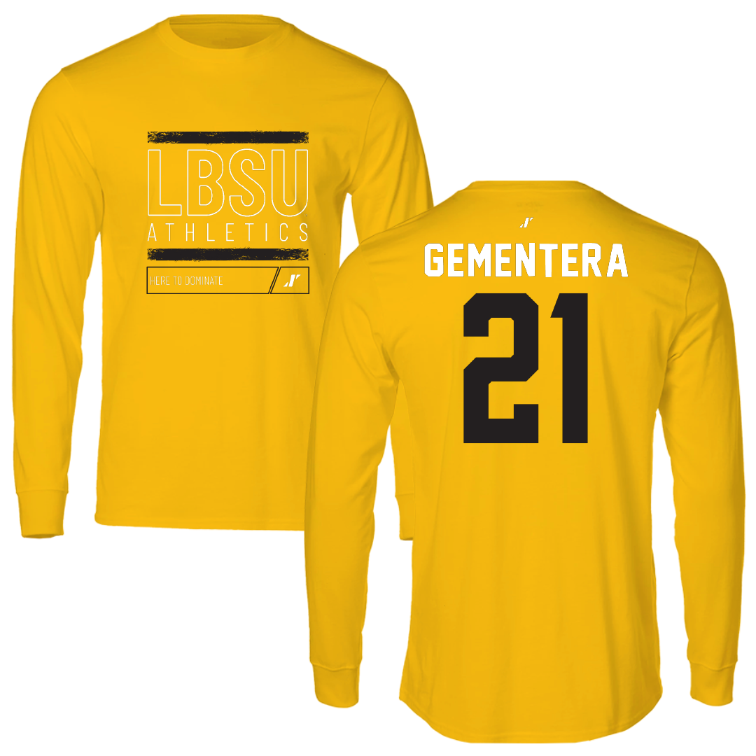 Long Beach State University Beach Volleyball Gold Dominate Long Sleeve - #21 Malia Gementera