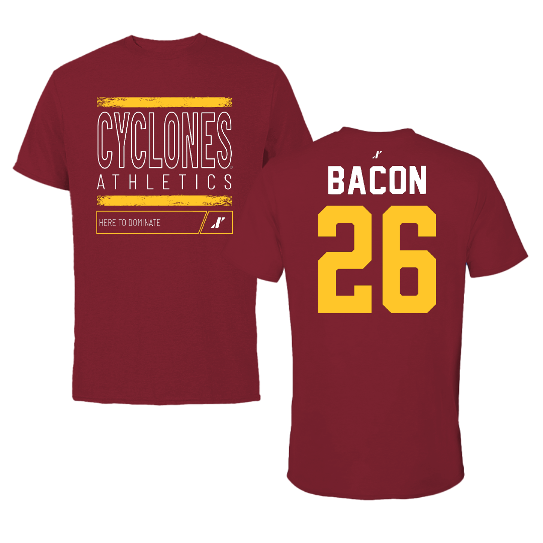 Iowa State University Football Cardinal Dominate Tee - #26 Caleb Bacon