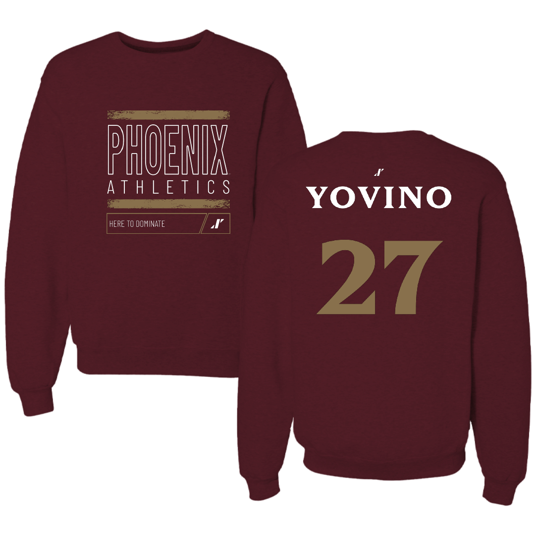 Elon University Baseball Maroon Dominate Crewneck - #27 Joseph Yovino