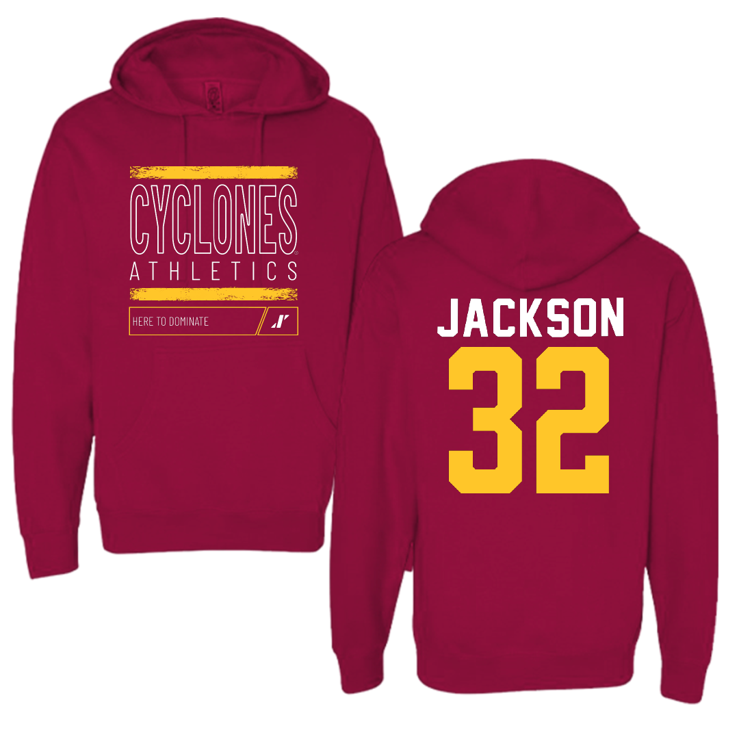 Iowa State University Football Cardinal Dominate Hoodie - #32 Angelo Jackson