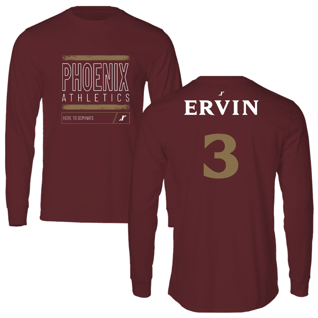 Elon University Basketball Maroon Dominate Long Sleeve - #3 Alyssa Ervin