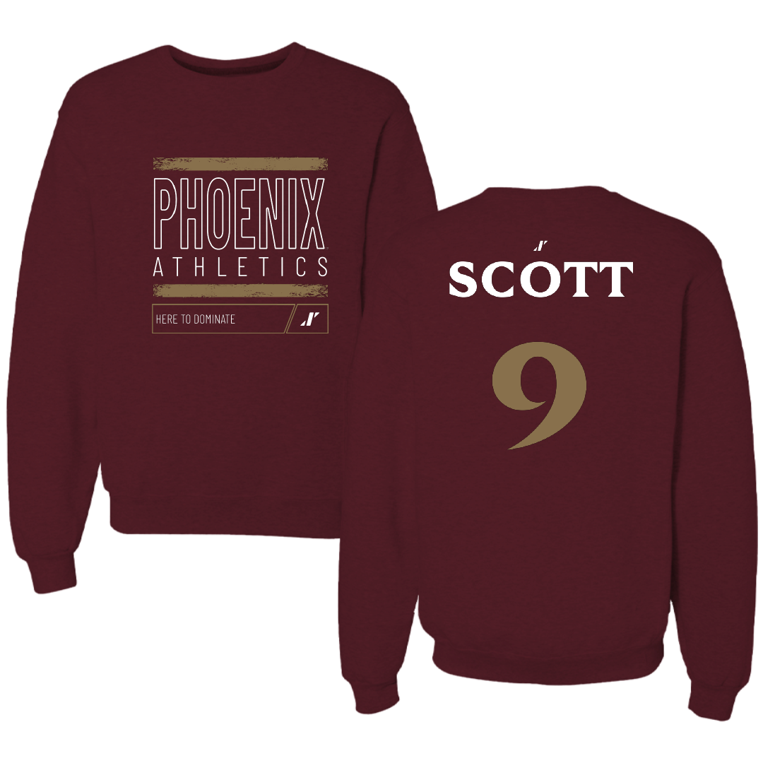 Elon University Football Maroon Dominate Crewneck - #9 Brycen Scott