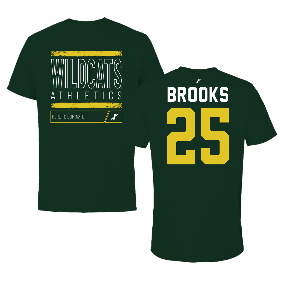 Northern Michigan University Football Forest Green Dominate Tee - #25 Davion Brooks
