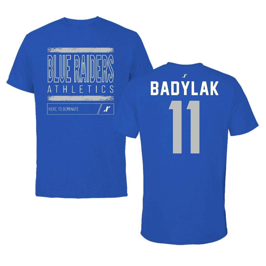 Middle Tennessee State University Baseball Blue Dominate Tee - #11 Clay Badylak