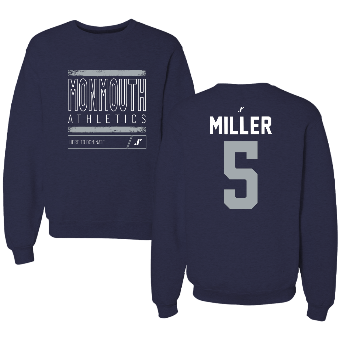 Monmouth University Basketball Navy Dominate Crewneck - #5 Corey Miller