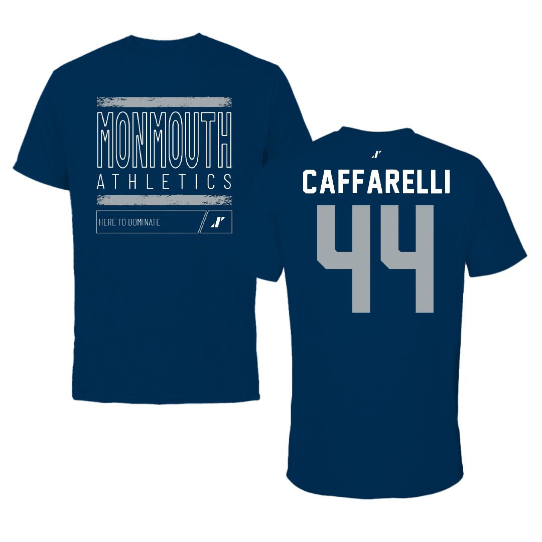 Monmouth University Lacrosse Navy Dominate Tee - #44 Ty Caffarelli