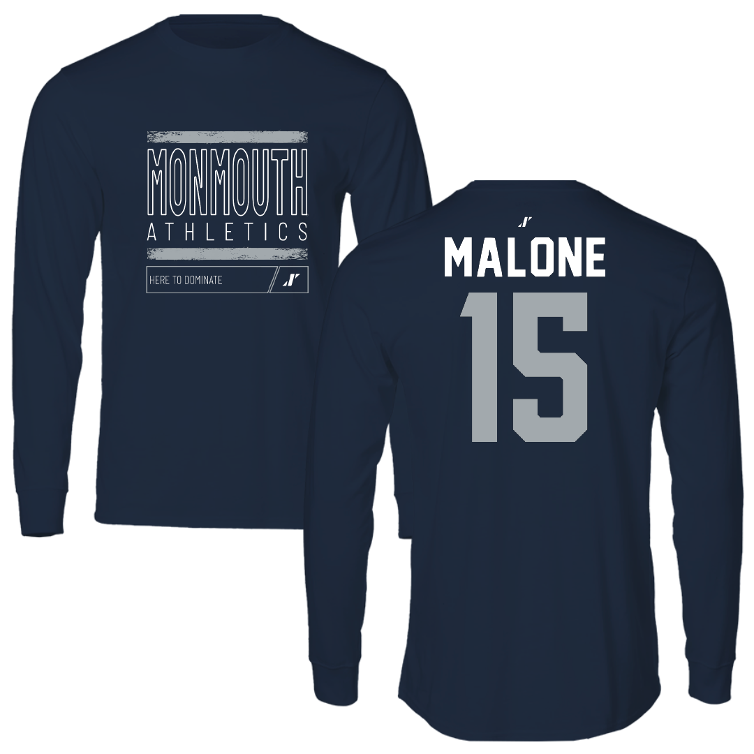 Monmouth University Lacrosse Navy Dominate Long Sleeve - #15 Carter Malone