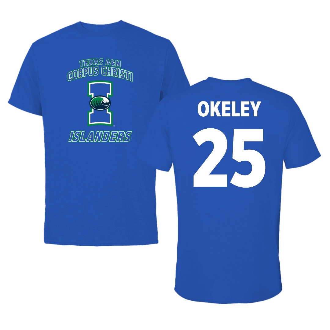 Texas A&M University-Corpus Christi Soccer Blue Islanders Tee - #25 Lucca Okeley