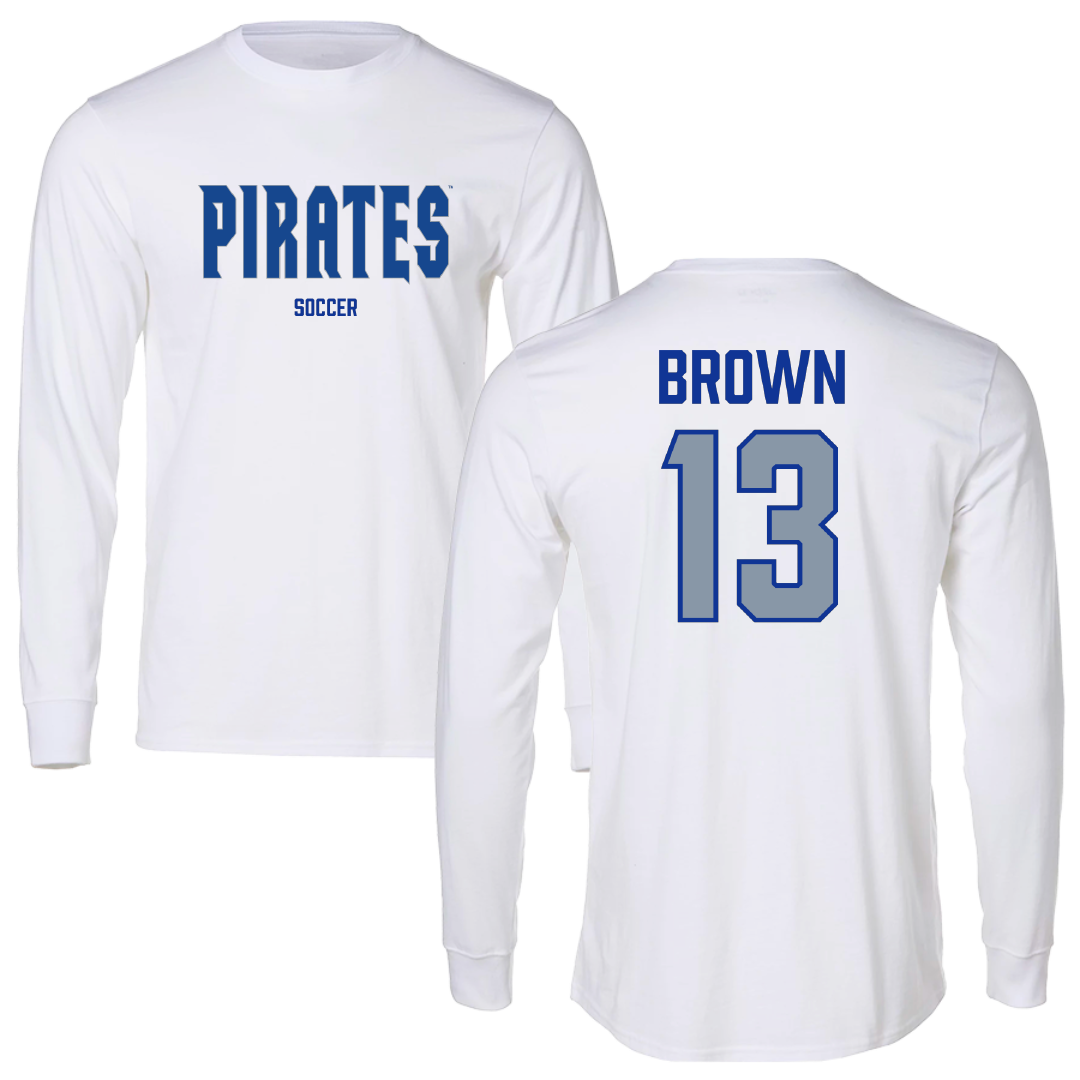 Seton Hall University Soccer (W) White Performance Long Sleeve - #13 Cassidy Brown