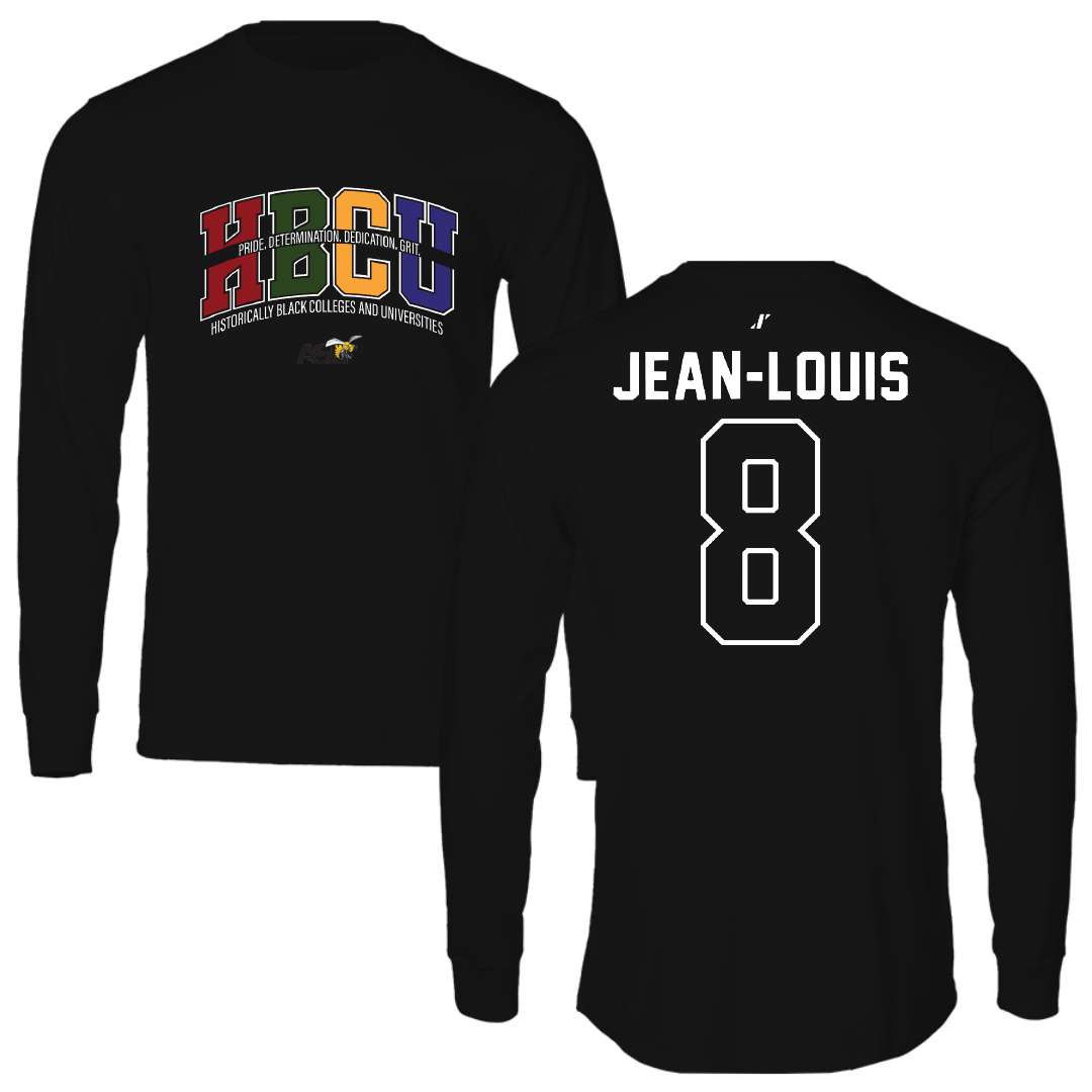 Alabama State University Football Black HBCU Performance Long Sleeve - #8 Rhoody Jean-Louis
