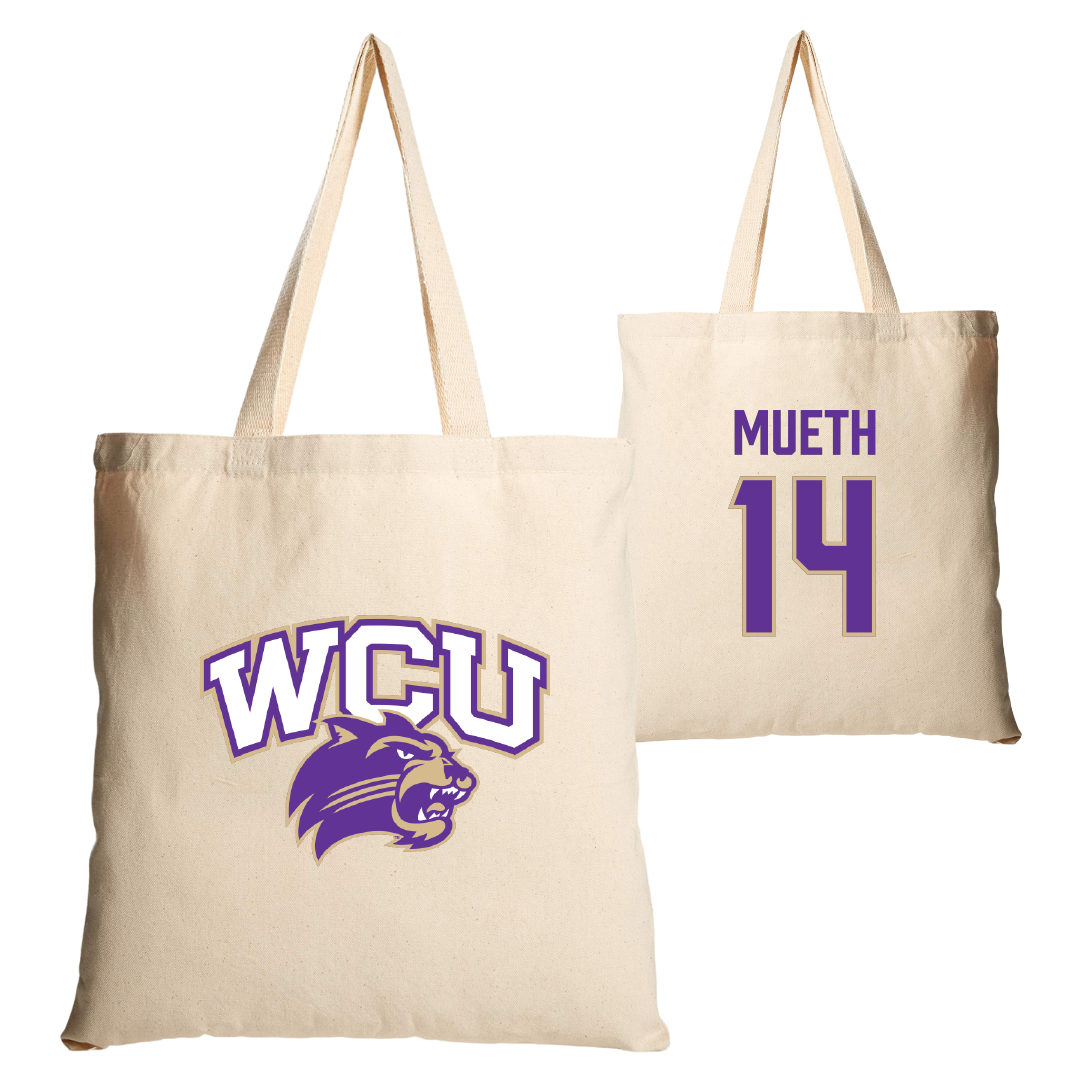 Western Carolina University Soccer Tan Canvas Tote Bag - #14 Mary Mueth