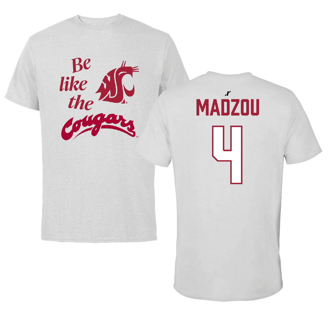 Washington State University Basketball (M) Light Gray Be Like Us Performance Tee - #4 Brunel Madzou
