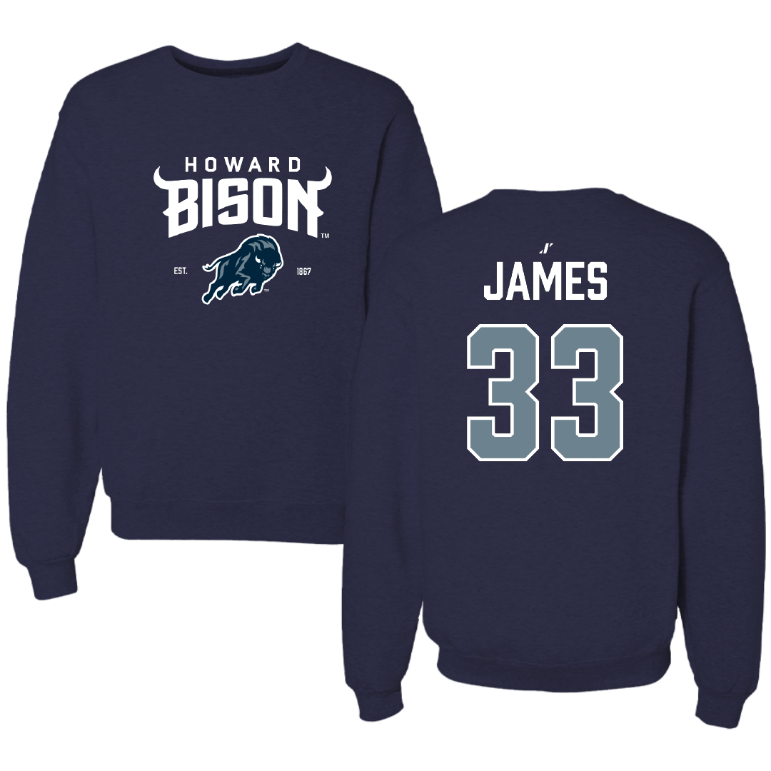 Howard University Softball Navy General Crewneck - #33 Jocelyn James