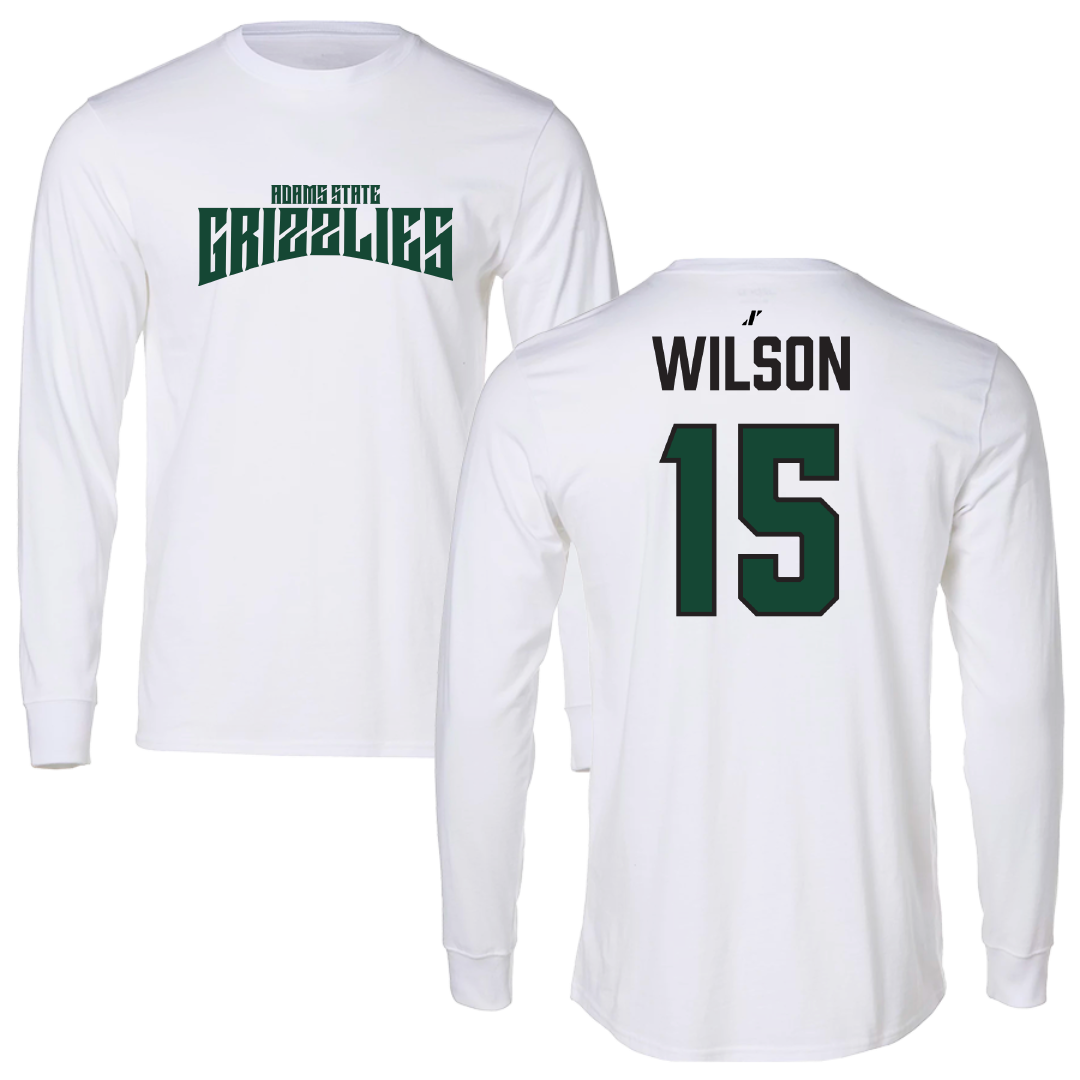 Adams State University Volleyball White Classic Performance Long Sleeve - #15 Makylee Wilson